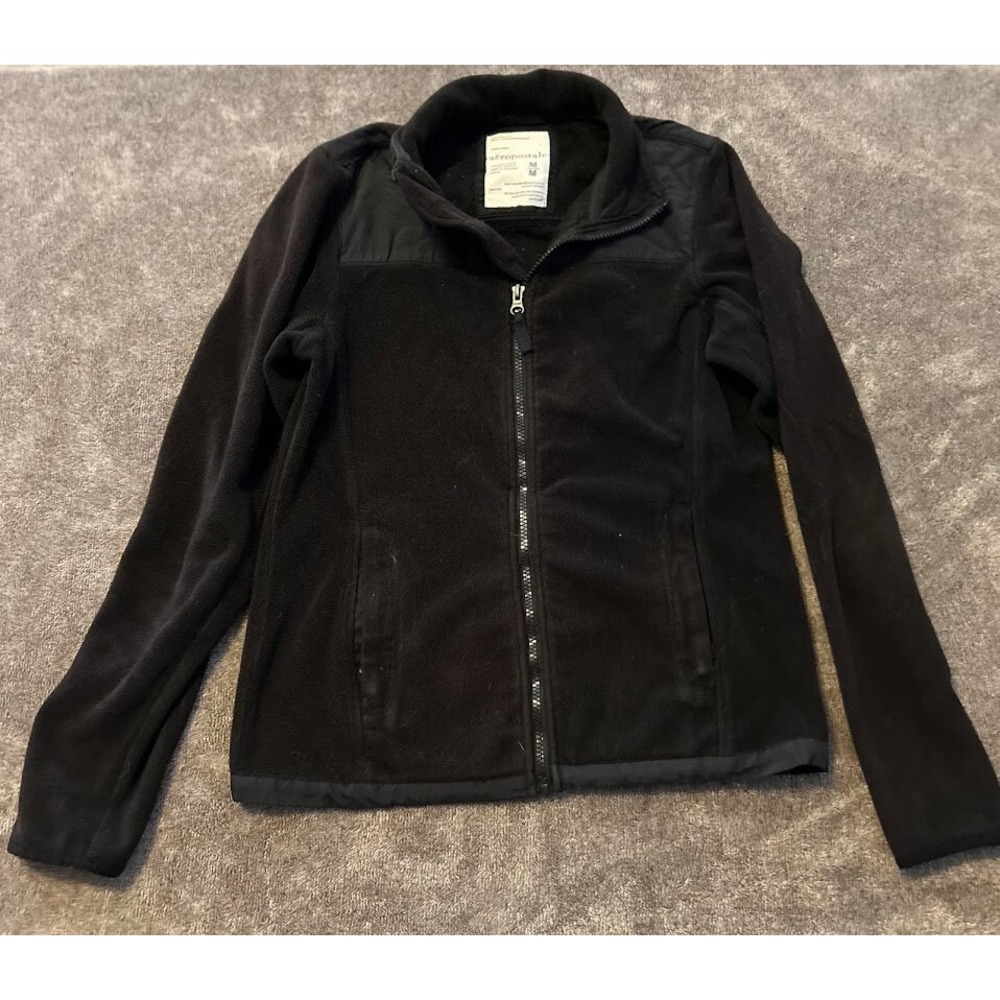 Aeropostale Jacket Womens Medium Fleece Black Zip